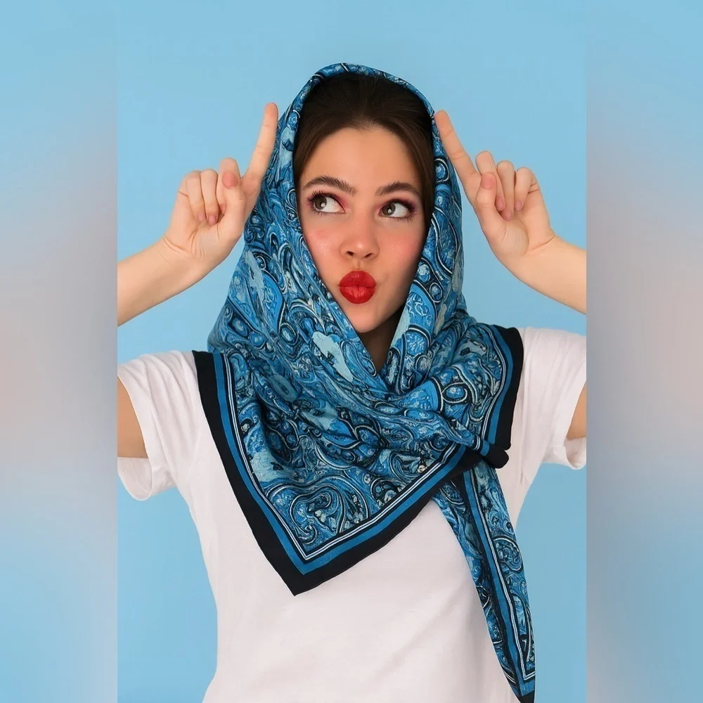 Talbots abstract paisley silk square scarf